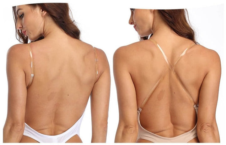 Women's Plunge Backless Shapewear Bodysuit Removable Clear Straps