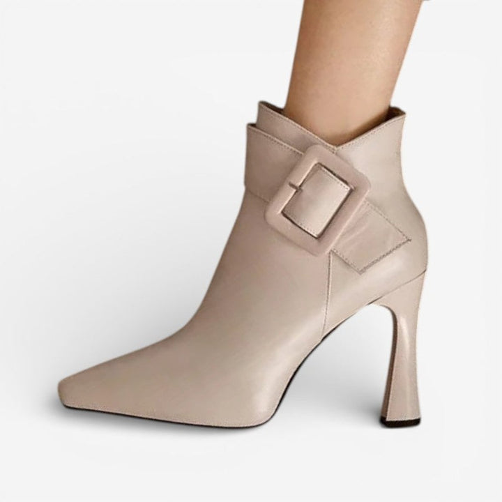 Women's Pointed-Toe Buckle-Strap Heeled Ankle Boots