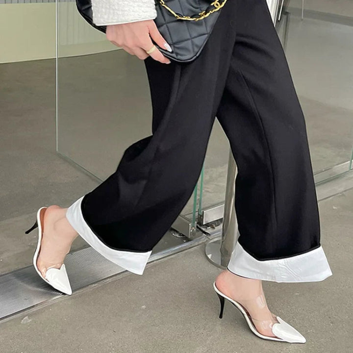 Women's Pointed-Toe Clear PVC Slip-On Heeled Mule Sandals