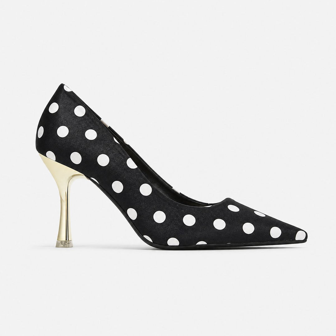 Women's Polka Dot Pointed Toe Stiletto Heeled Court Shoes