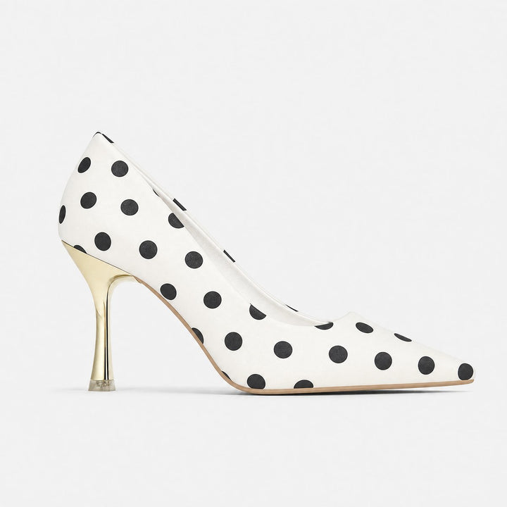 Women's Polka Dot Pointed Toe Stiletto Heeled Court Shoes