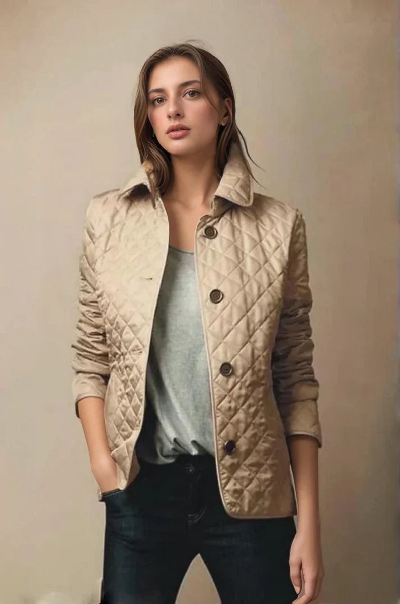 Women's Quilted Diamond-Pattern Lightweight Ladies Puffer Jacket Coat