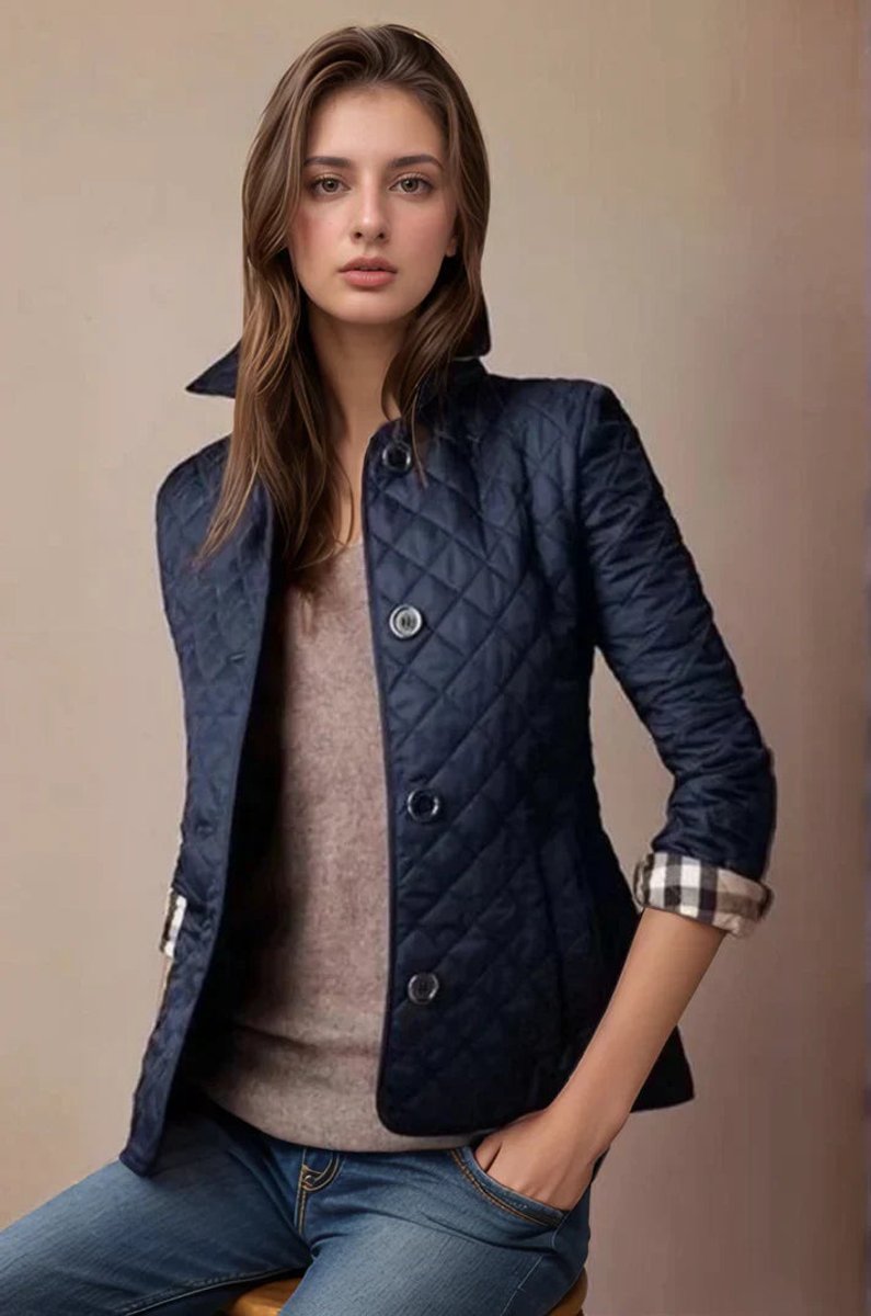 Women's Quilted Diamond-Pattern Lightweight Ladies Puffer Jacket Coat