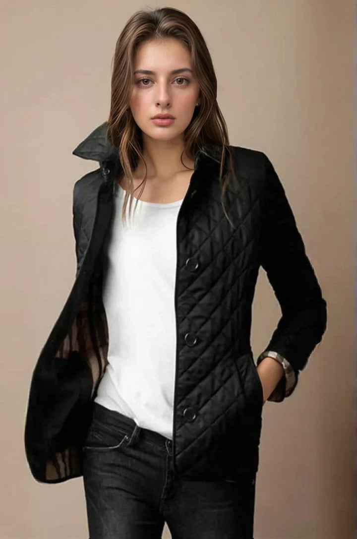 Women's Quilted Diamond-Pattern Lightweight Ladies Puffer Jacket Coat