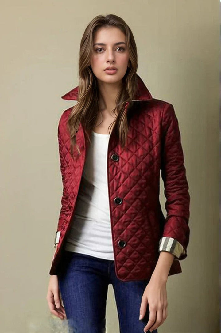 Women's Quilted Diamond-Pattern Lightweight Ladies Puffer Jacket Coat