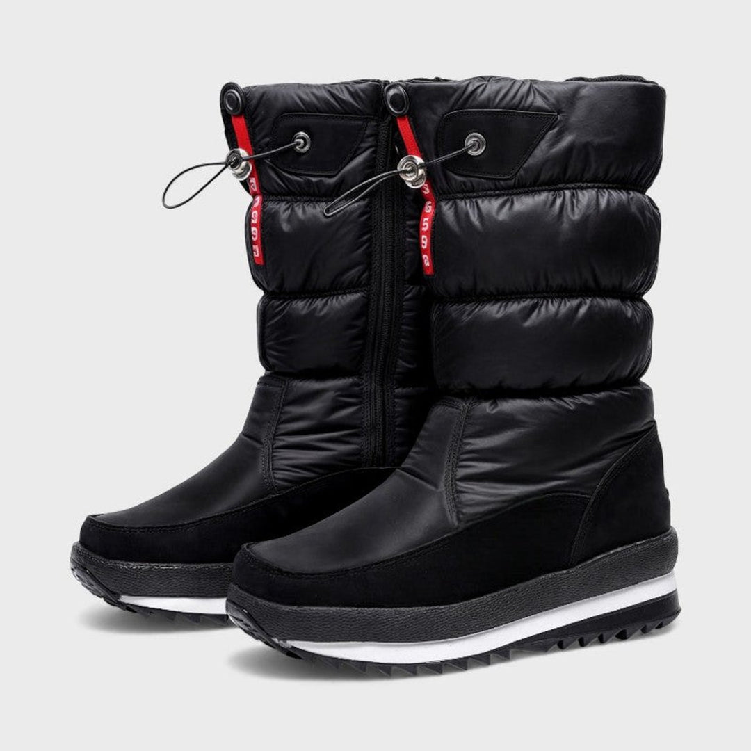 Women's Quilted Knee-High Snow Boots Non-Slip Lace-Up Winter