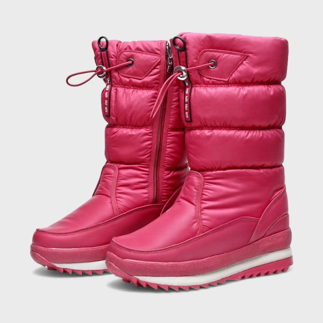 Women's Quilted Knee-High Snow Boots Non-Slip Lace-Up Winter
