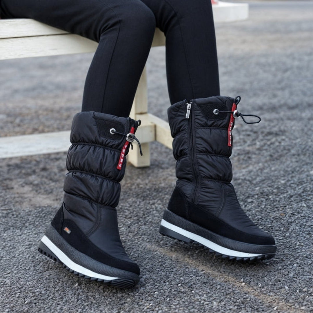 Women's Quilted Knee-High Snow Boots Non-Slip Lace-Up Winter