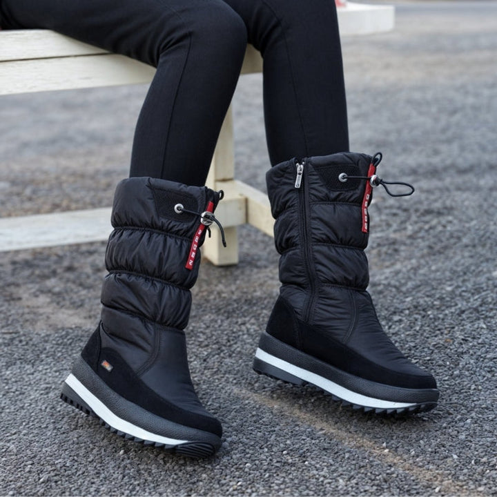 Women's Quilted Knee-High Snow Boots Non-Slip Lace-Up Winter