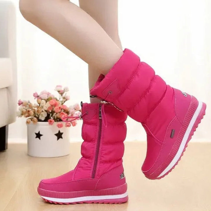Women's Quilted Knee-High Snow Boots Non-Slip Lace-Up Winter