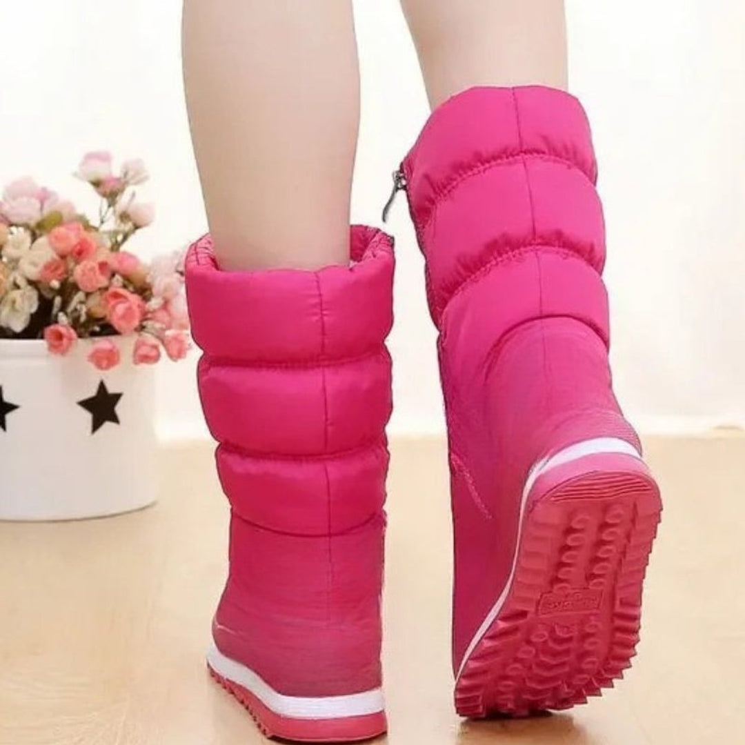 Women's Quilted Knee-High Snow Boots Non-Slip Lace-Up Winter