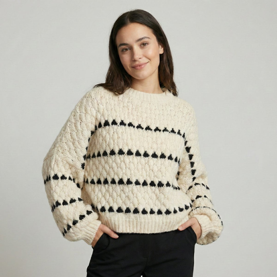 Women's Relaxed-Fit Geometric Striped Knitted Jumper