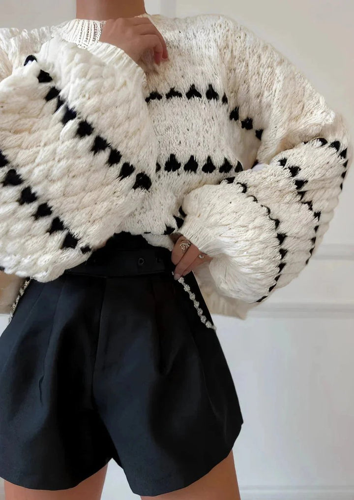 Women's Relaxed-Fit Geometric Striped Knitted Jumper