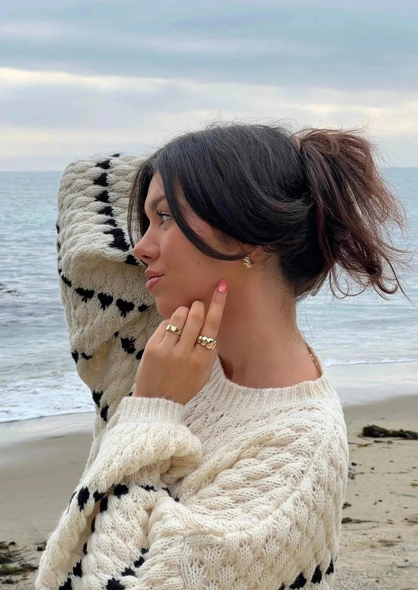 Women's Relaxed-Fit Geometric Striped Knitted Jumper