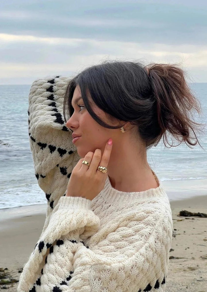 Women's Relaxed-Fit Geometric Striped Knitted Jumper