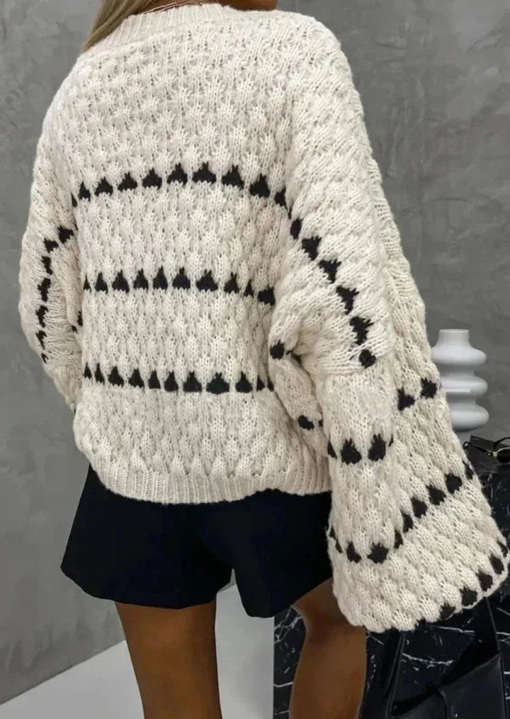 Women's Relaxed-Fit Geometric Striped Knitted Jumper