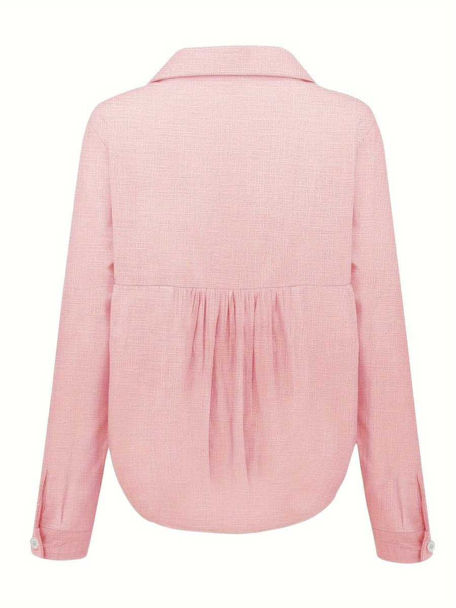 Women's Relaxed-Fit Long-Sleeve Linen Blouse Button-Down Top