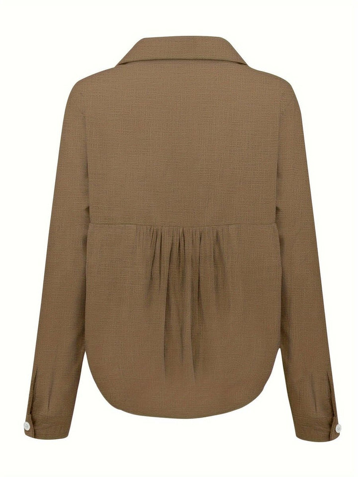 Women's Relaxed-Fit Long-Sleeve Linen Blouse Button-Down Top