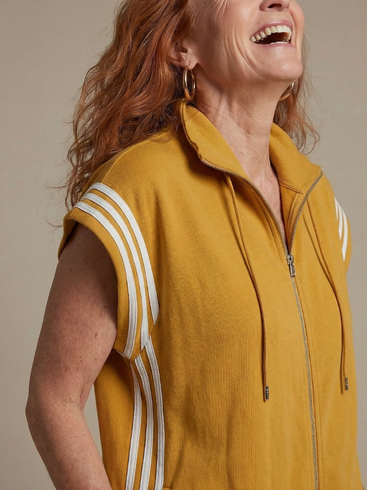 Women's Relaxed-Fit Zip-Front Stripe-Panel Everyday Jumpsuit