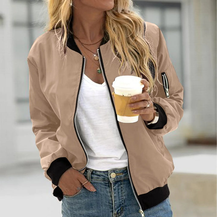 Womens Relaxed Fit Zip-Up Bomber Coat Ladies Jacket