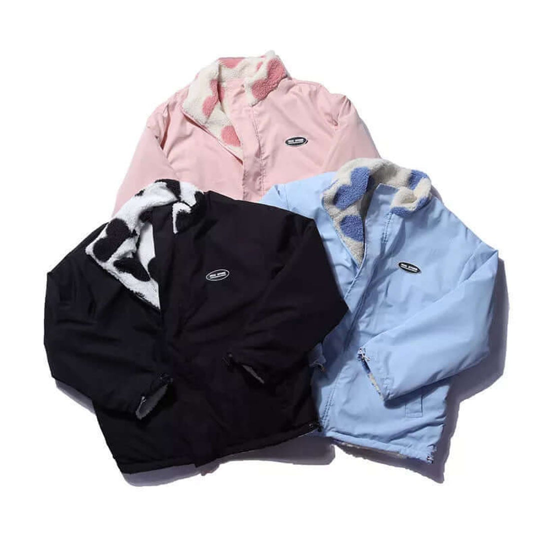 Women's Reversible Heart-Print Fleece Lined Coat