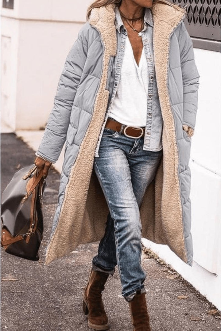Women's Reversible Teddy Fleece Hooded Winter Coat