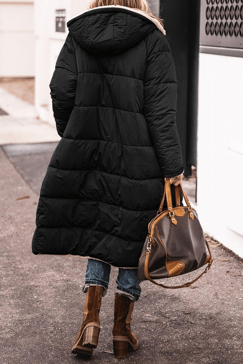Women's Reversible Teddy Fleece Hooded Winter Coat