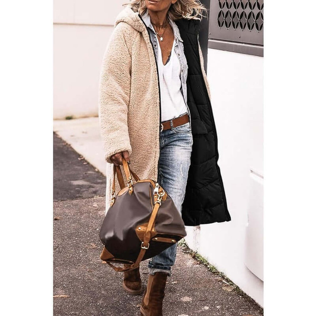 Women's Reversible Teddy Fleece Hooded Winter Coat