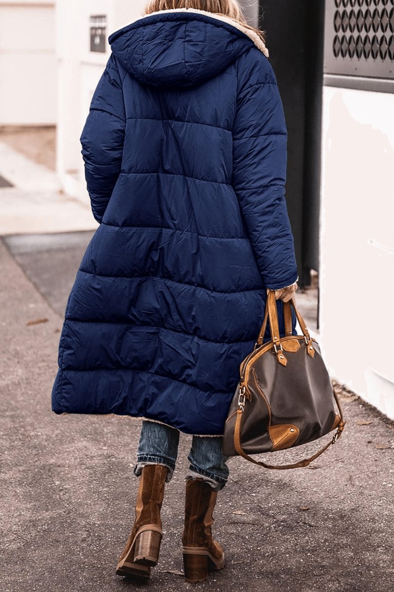 Women's Reversible Teddy Fleece Hooded Winter Coat