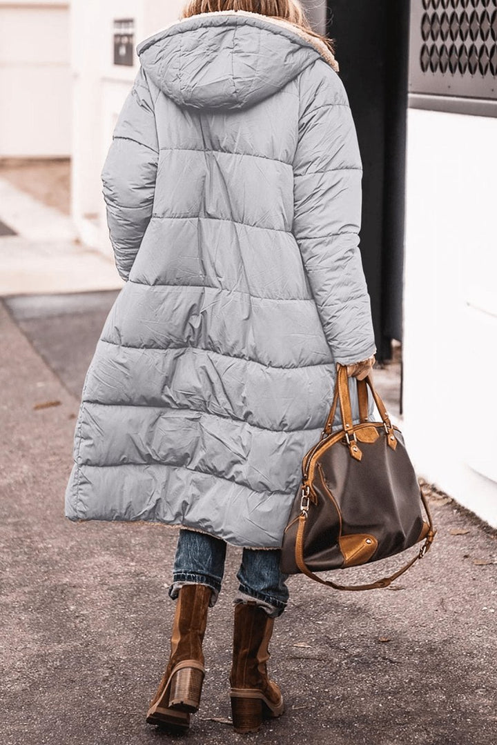 Women's Reversible Teddy Fleece Hooded Winter Coat