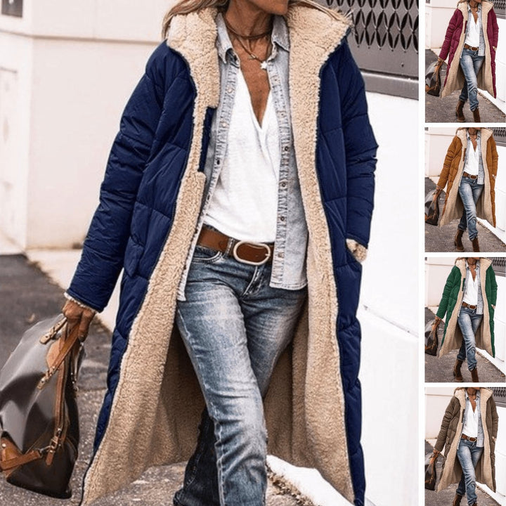 Women's Reversible Teddy Fleece Hooded Winter Coat