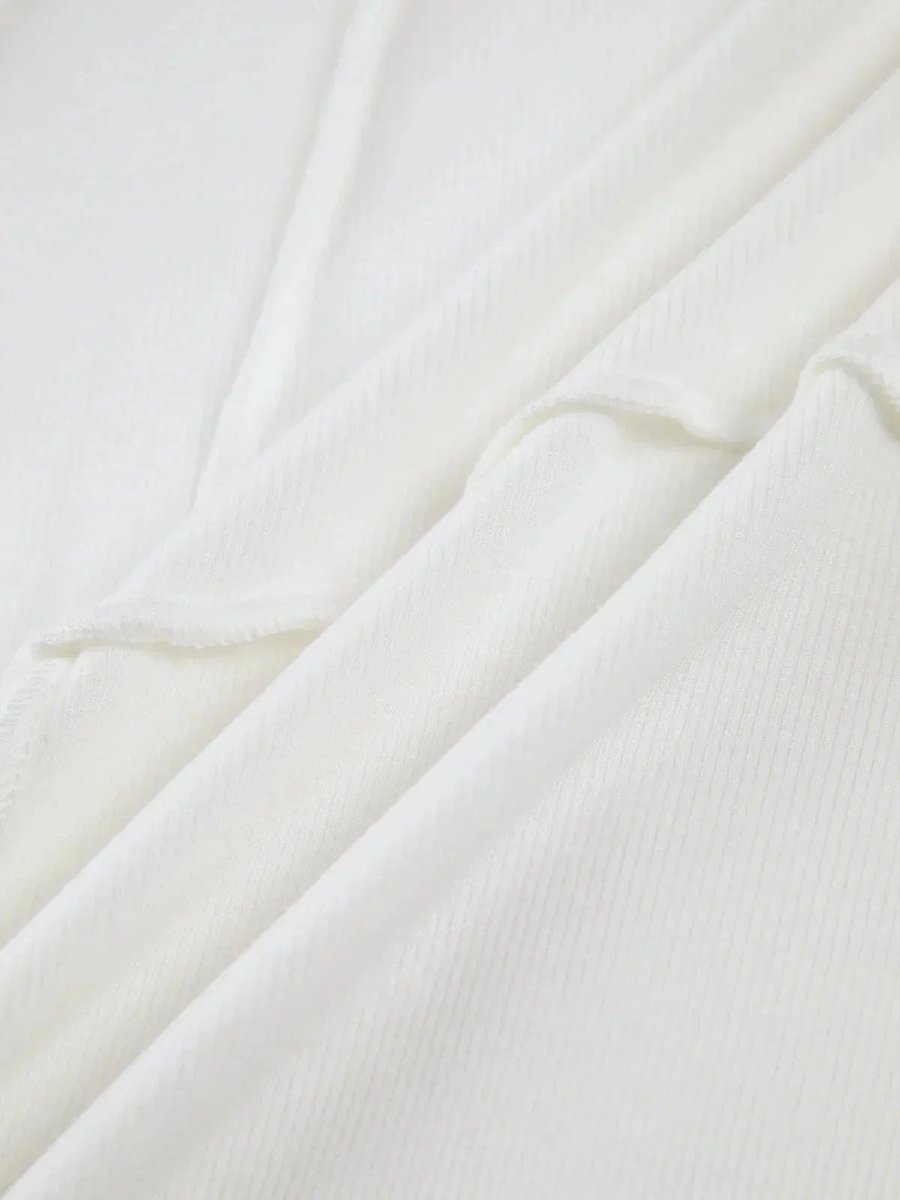 Women's Ribbed Long-Sleeve Top Exposed Seam Fitted Blouse