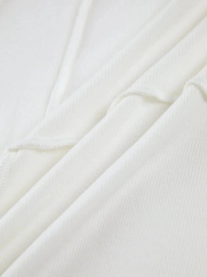 Women's Ribbed Long-Sleeve Top Exposed Seam Fitted Blouse