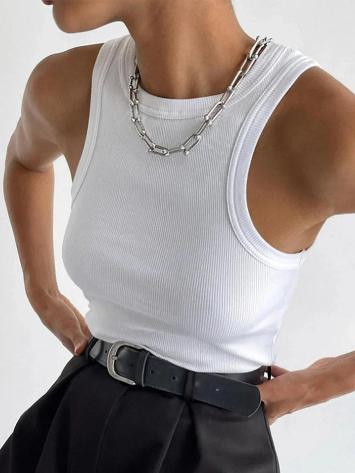 Women's Ribbed Sleeveless Vest Top Layering Essential
