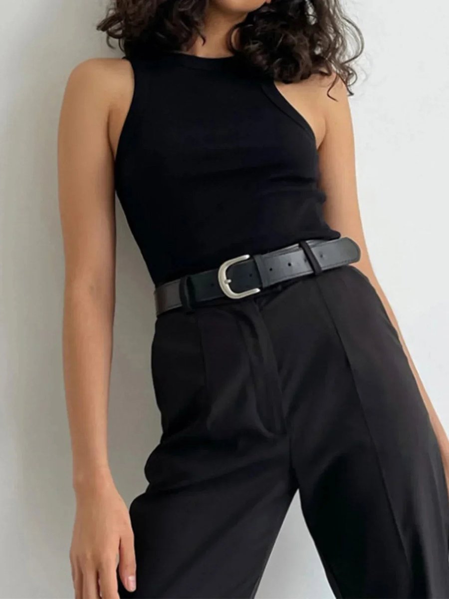 Women's Ribbed Sleeveless Vest Top Layering Essential