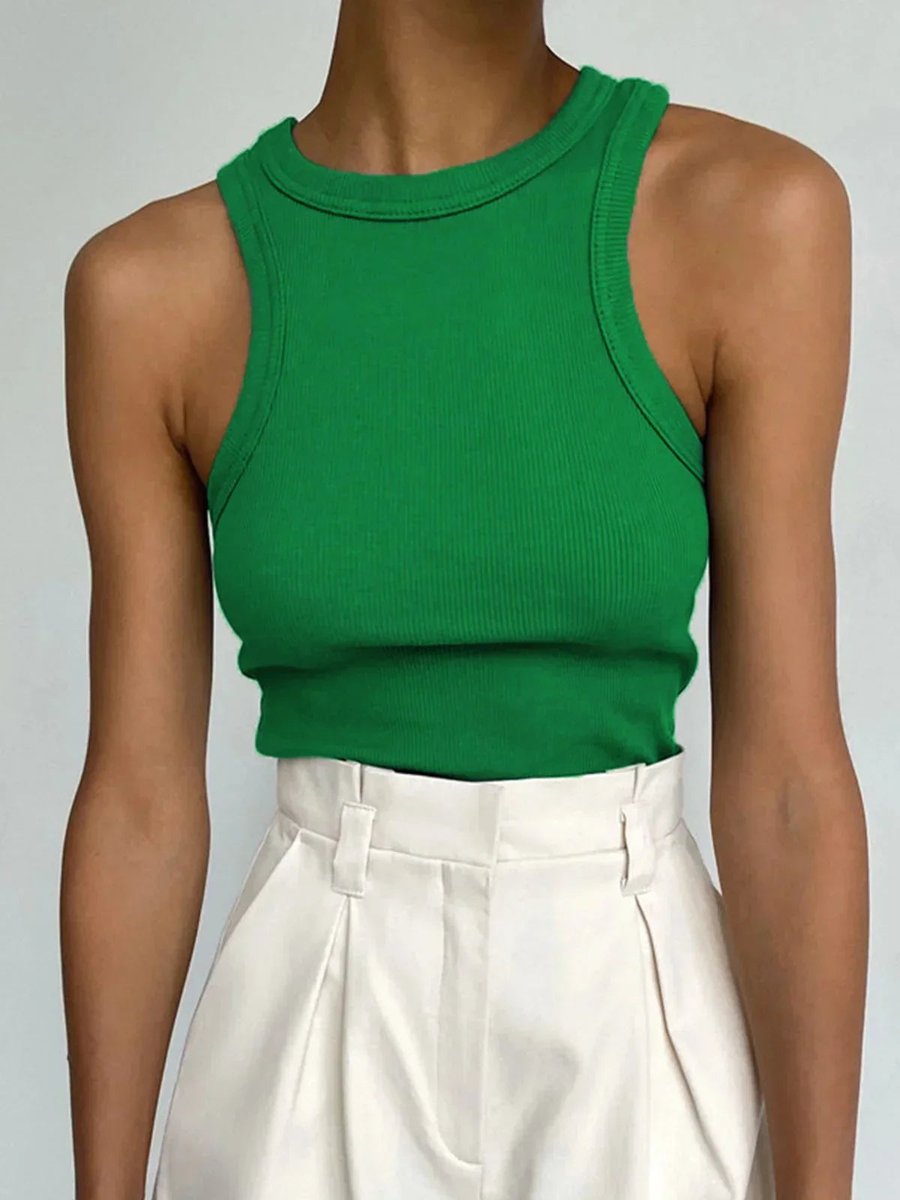 Women's Ribbed Sleeveless Vest Top Layering Essential