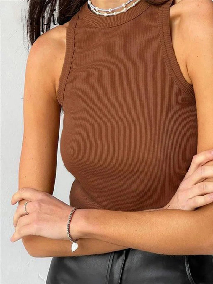 Women's Ribbed Sleeveless Vest Top Layering Essential