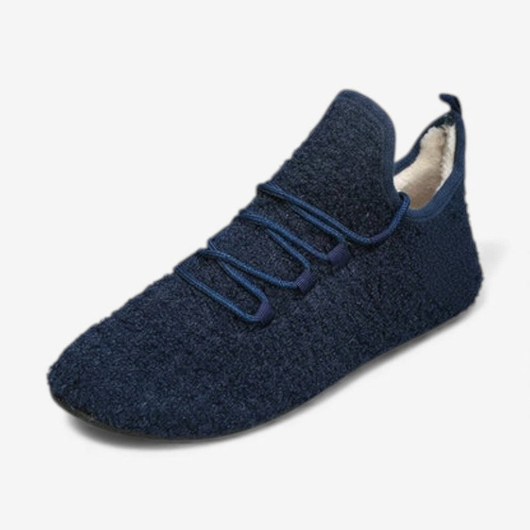 Women's Round Toe Lace-Up Plush Trainers Non-Slip Flat Shoes