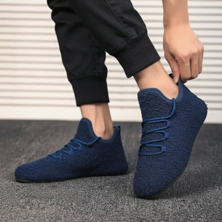 Women's Round Toe Lace-Up Plush Trainers Non-Slip Flat Shoes