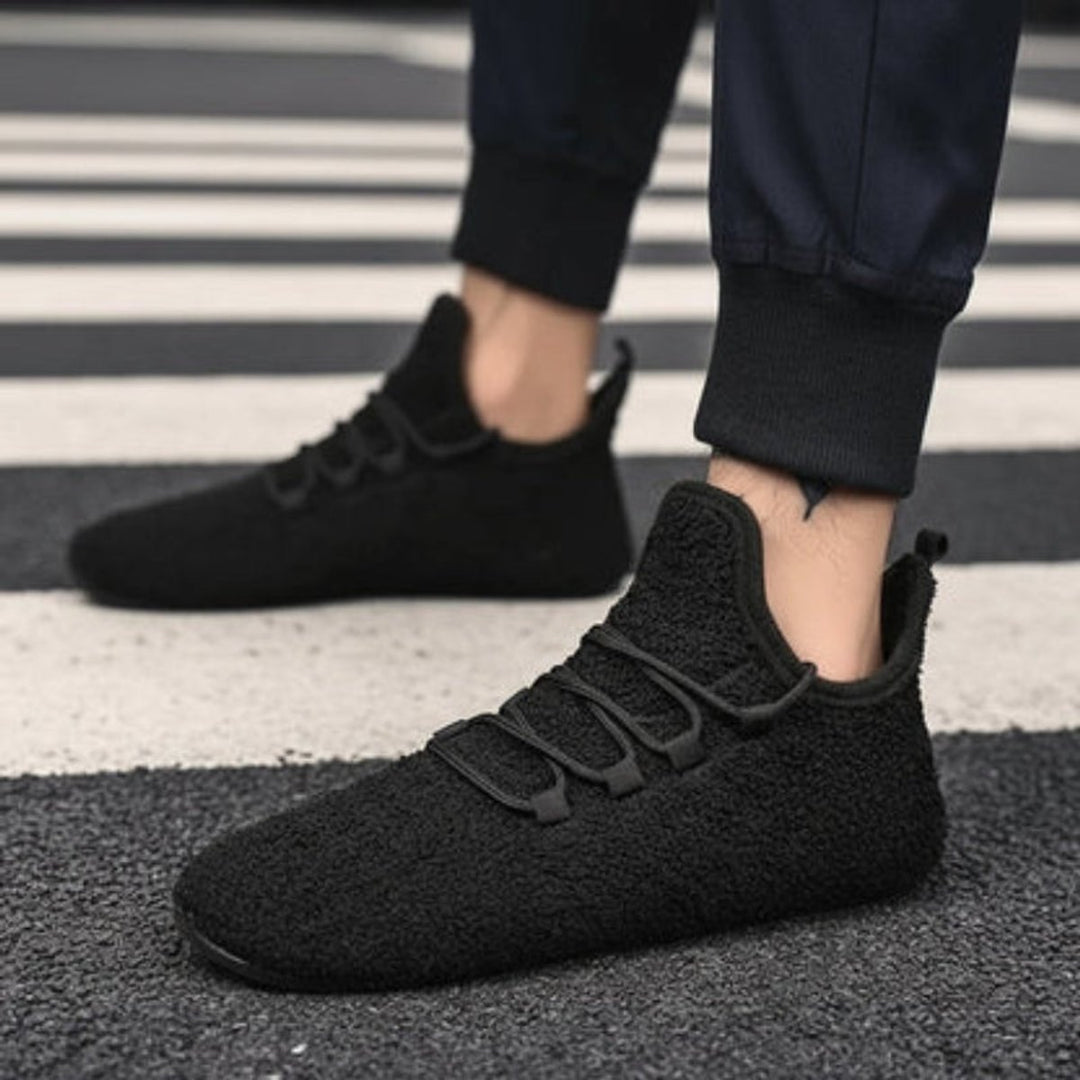 Women's Round Toe Lace-Up Plush Trainers Non-Slip Flat Shoes