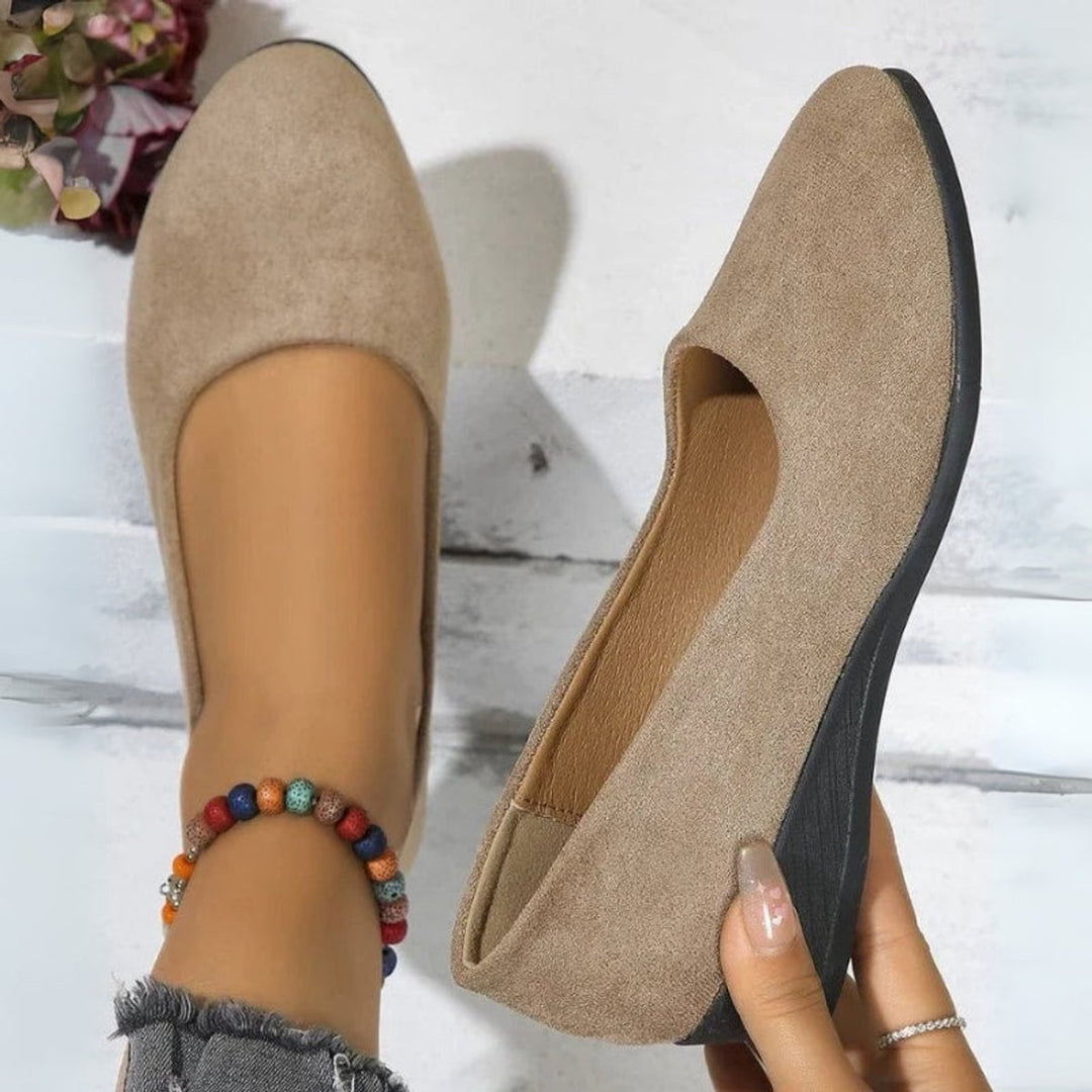 Women's Round-Toe Suede Wedge Heeled Slip-On Shoes