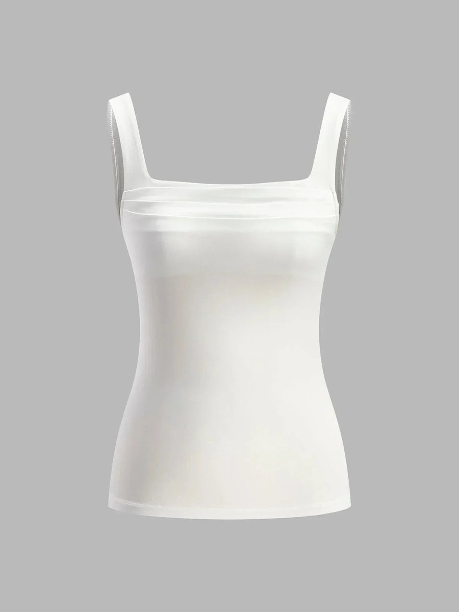 Women's Ruched Square-Neck Sleeveless Crop Top