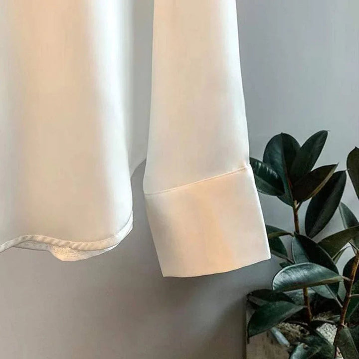 Women's Satin Long-Sleeve Relaxed Vintage Blouse