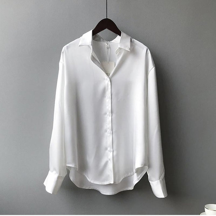 Women's Satin Long-Sleeve Relaxed Vintage Blouse