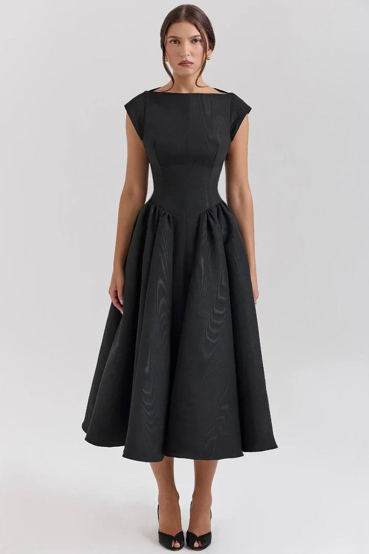 Women's Sculpted Fit-and-Flare Christmas Party Midi Dress