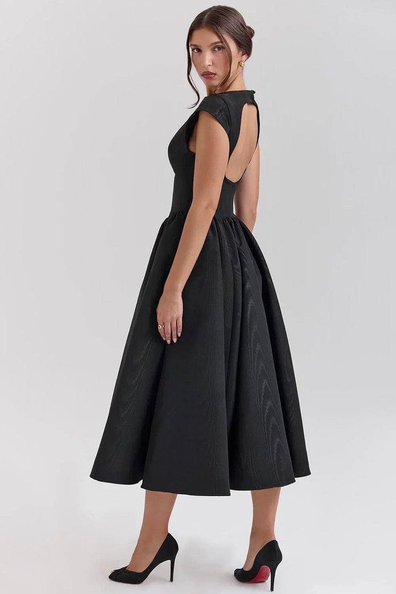 Women's Sculpted Fit-and-Flare Christmas Party Midi Dress