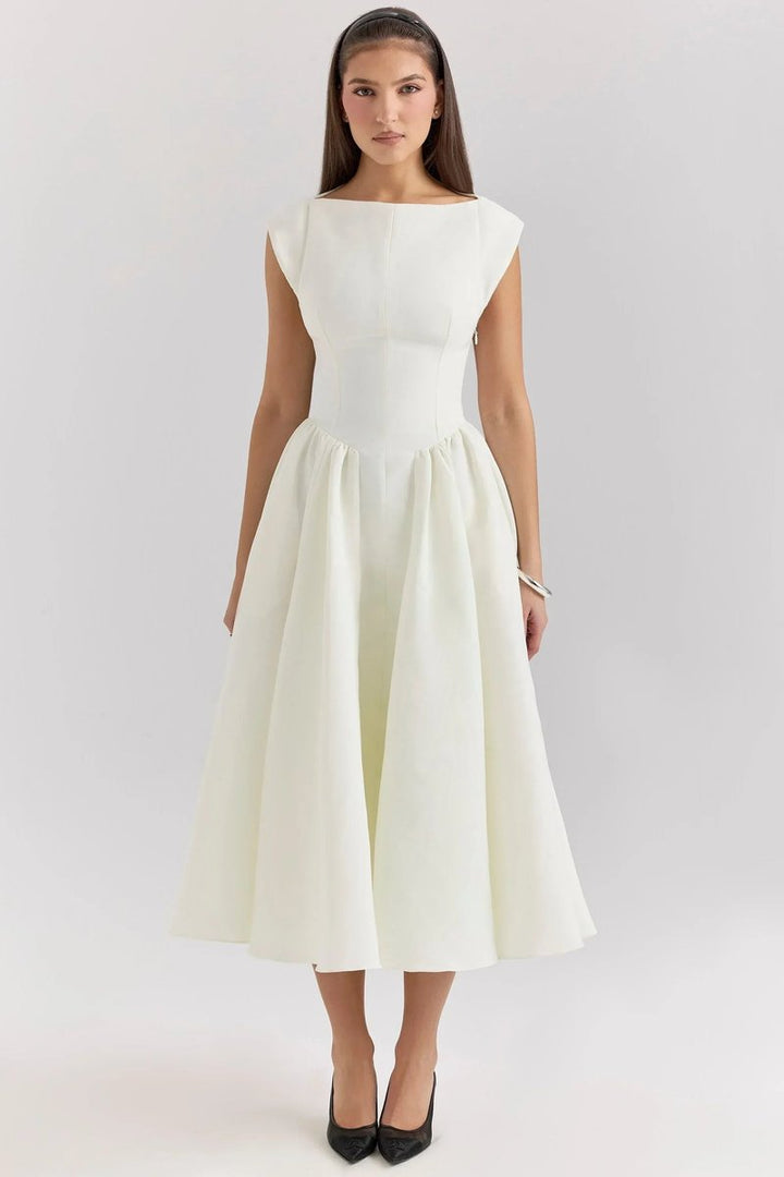 Women's Sculpted Fit-and-Flare Christmas Party Midi Dress