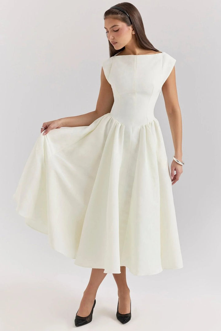 Women's Sculpted Fit-and-Flare Christmas Party Midi Dress