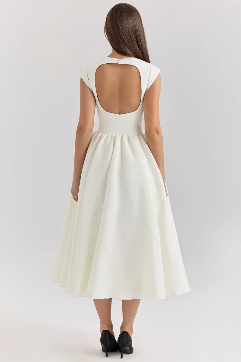 Women's Sculpted Fit-and-Flare Christmas Party Midi Dress