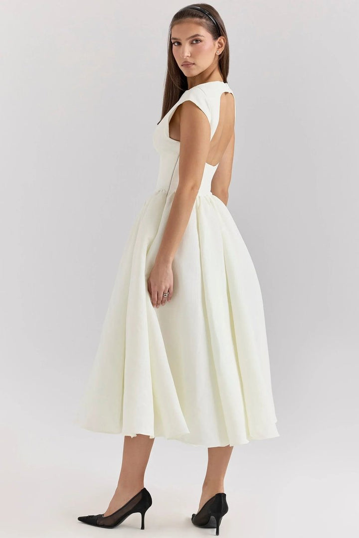 Women's Sculpted Fit-and-Flare Christmas Party Midi Dress